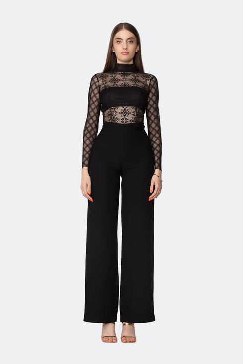 Long Sleeve Turtleneck Lace Top