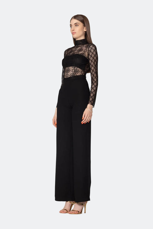 Long Sleeve Turtleneck Lace Top