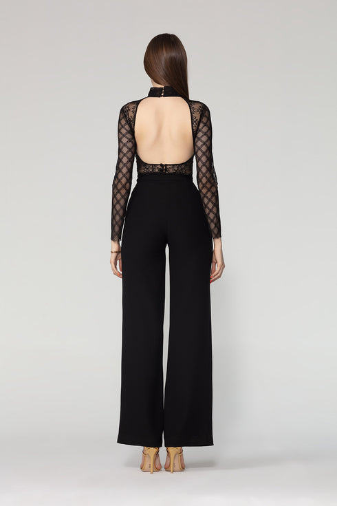 Long Sleeve Turtleneck Lace Top