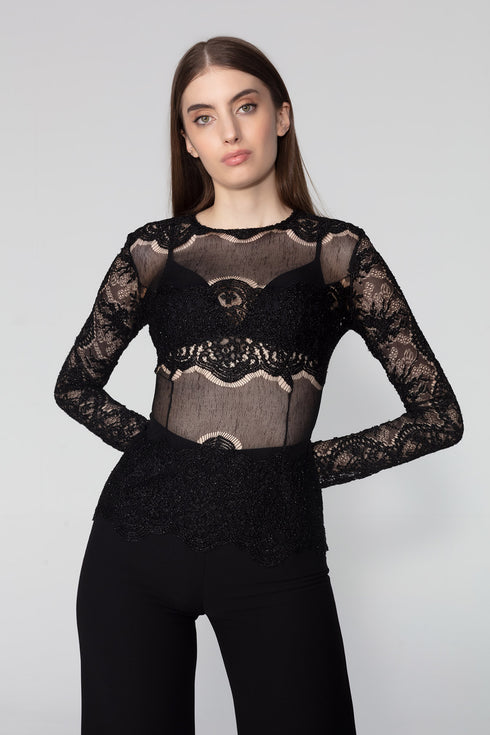 Mixed Pattern Long Sleeve Top