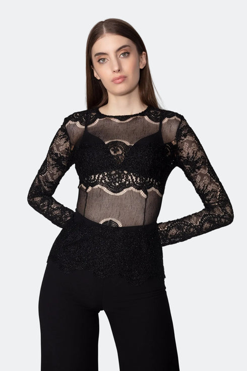 Mixed Pattern Long Sleeve Top