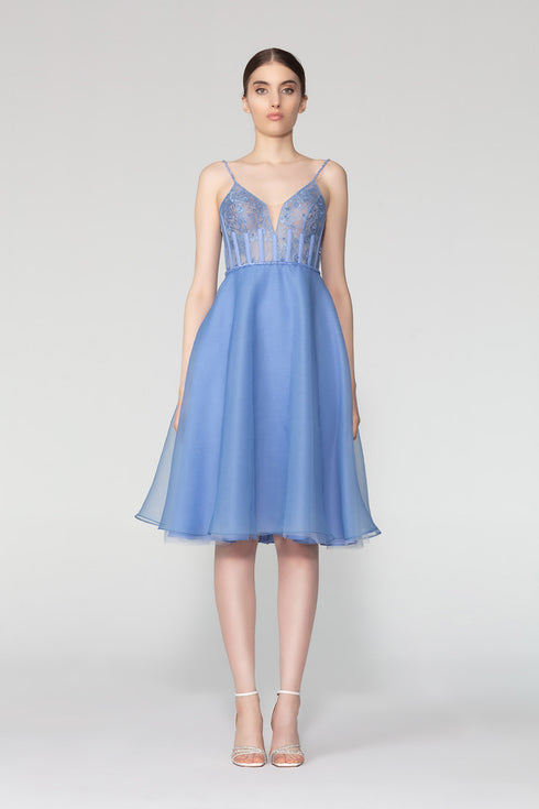 V Neck Tiered Midi Dress