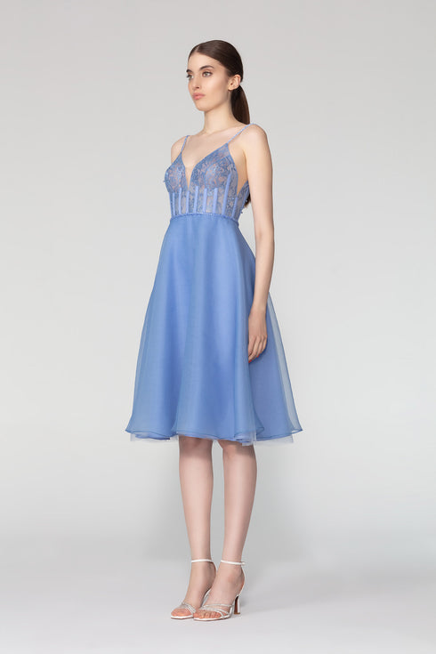 V Neck Tiered Midi Dress