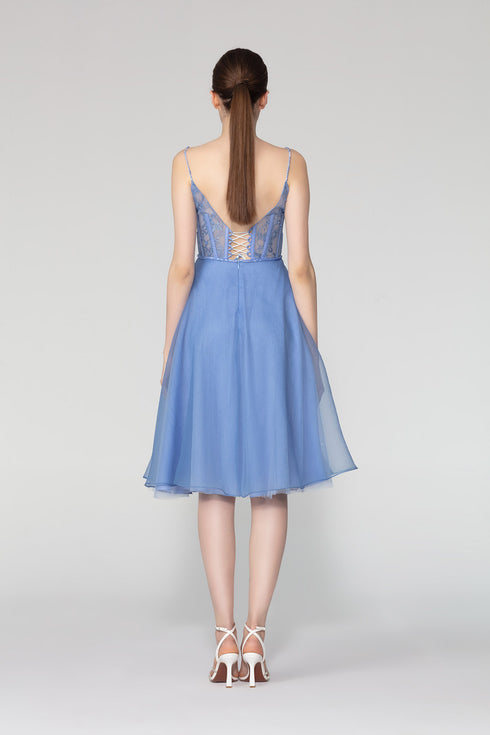 V Neck Tiered Midi Dress