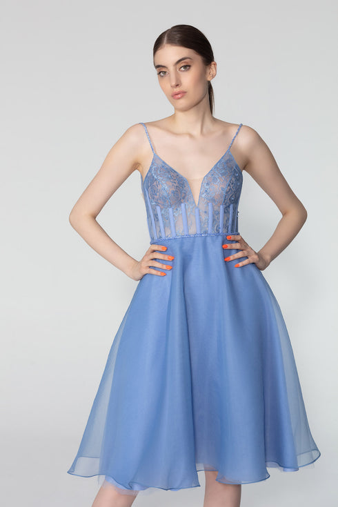 V Neck Tiered Midi Dress