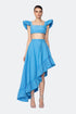 Electric Blue Square Neck Crop Top With Flounce Detail