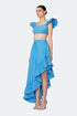 Electric Blue Square Neck Crop Top With Flounce Detail
