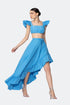 Electric Blue Square Neck Crop Top With Flounce Detail