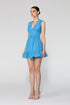V Neck Flounce Detailed Bodice Mini Dress