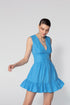 V Neck Flounce Detailed Bodice Mini Dress