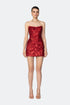 Strapless Front Slit Sequin Mini Dress