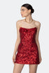 Strapless Front Slit Sequin Mini Dress