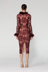 Fur Detailed Lace Midi Pencil Dress