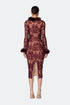 Fur Detailed Lace Midi Pencil Dress