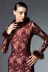 Fur Detailed Lace Midi Pencil Dress