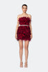 Stone Belted Pile Strapless Mini Dress