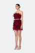 Stone Belted Pile Strapless Mini Dress