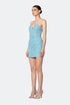 Belt Detailed Strapless Light Blue Mini Dress