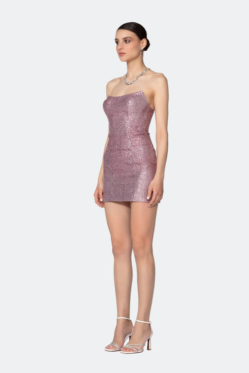Strapless Sequined Fit Form Mini Dress