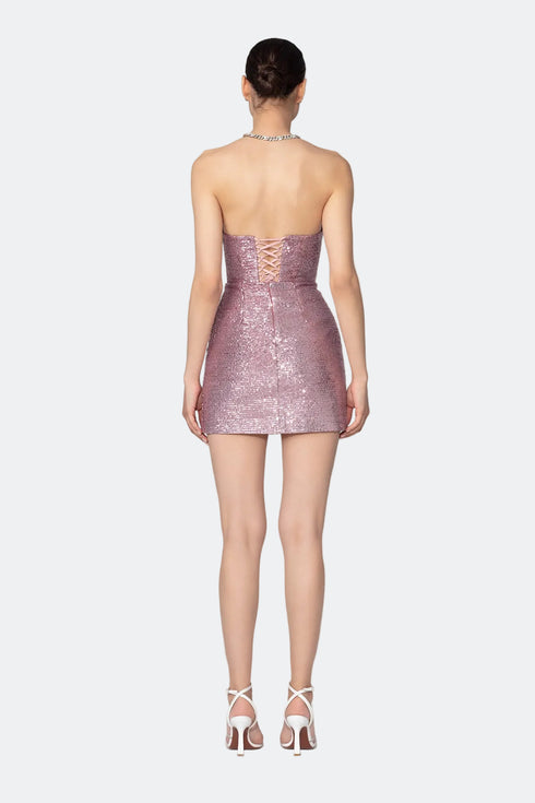 Strapless Sequined Fit Form Mini Dress