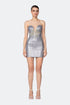 Stone Embroidered Heart Neck Mini Dress