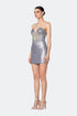 Stone Embroidered Heart Neck Mini Dress