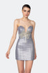 Stone Embroidered Heart Neck Mini Dress