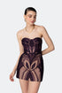 Heart Neck Symmetric Patterned Mini Dress