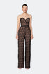 Heart Neck Striped Wide Leg Overall With Lace Detail