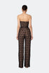 Heart Neck Striped Wide Leg Overall With Lace Detail