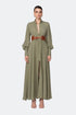 Balloon Sleeve Snap Closure Deep Slit Long Dress