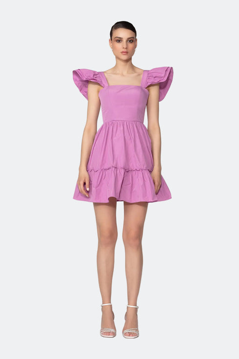 Square Neck Frill Detailed Mini Dress