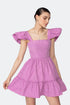 Square Neck Frill Detailed Mini Dress
