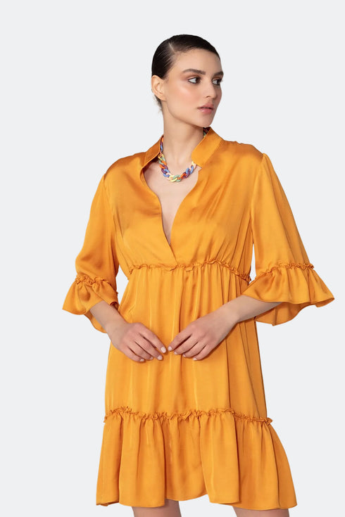 Cyrus3/4 Sleeve Mini Dress With Frill Detail