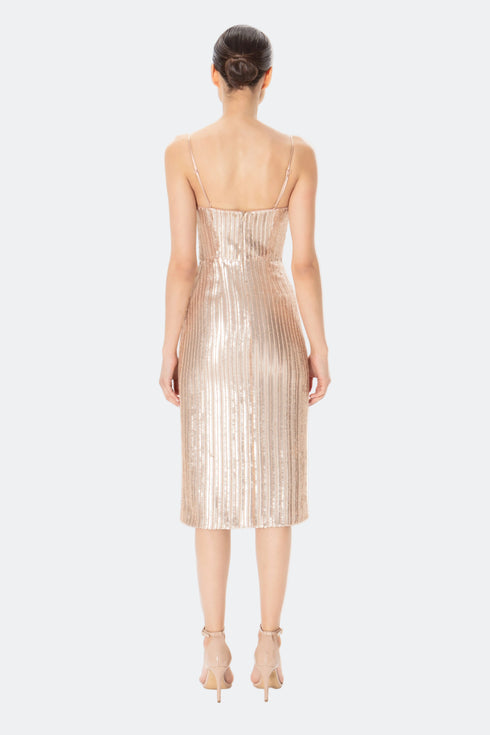 Nude Sequin Midi Dress