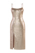 Nude Sequin Midi Dress