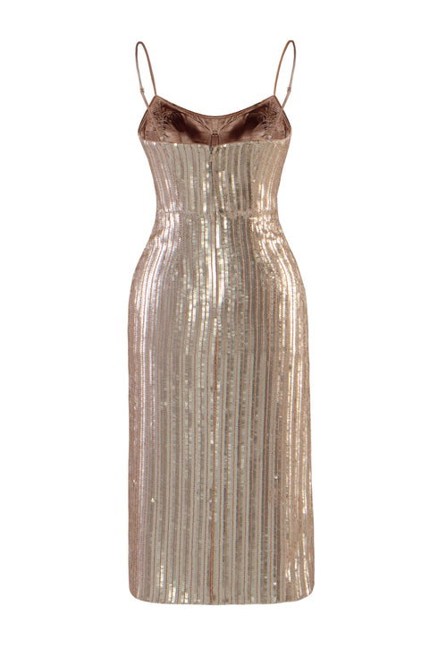 Nude Sequin Midi Dress