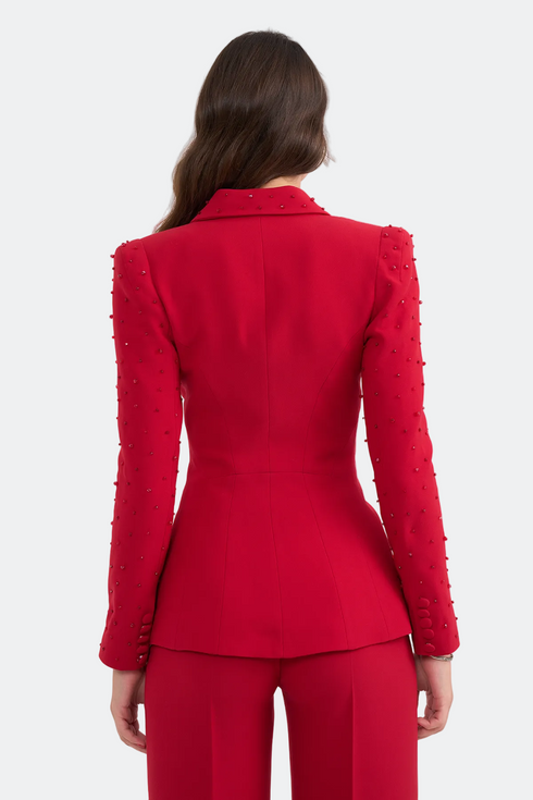 Beaded Sleeves And Neck, Double Breasted Jacket