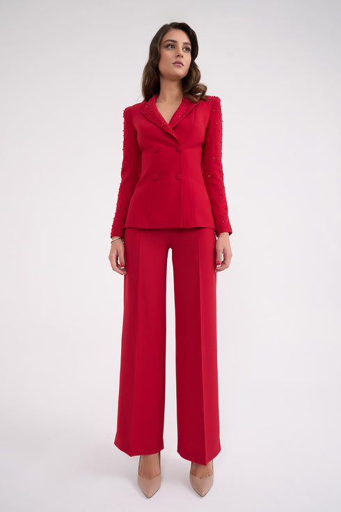 High Waist Straight Trousers With Thin Belt