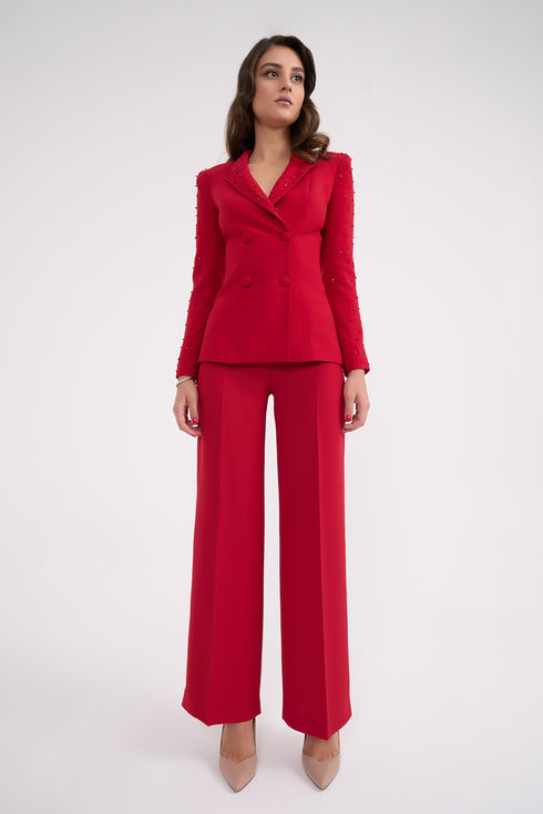 High Waist Straight Leg Trousers With Thick Belt