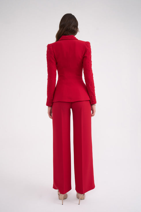 High Waist Straight Trousers With Thin Belt