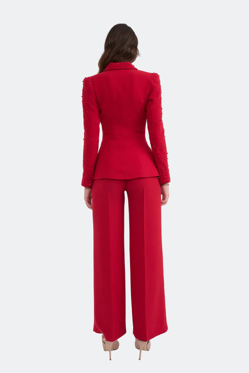 High Waist Straight Trousers With Thin Belt