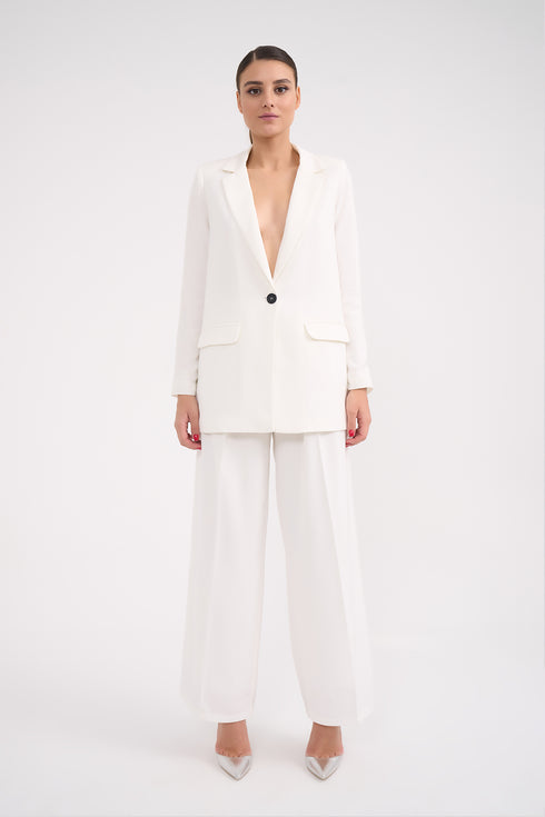White Jacket With Single Button Front