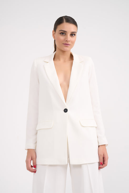 White Jacket With Single Button Front