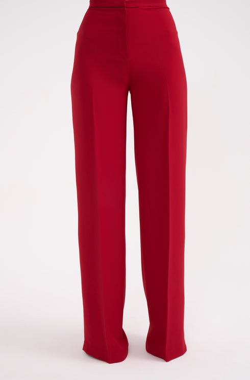 High Waist Straight Trousers With Thin Belt