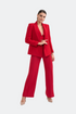 Red Jacket With Lapel And Pocket Detailed