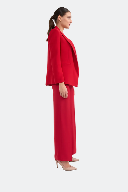 Red Jacket With Lapel And Pocket Detailed