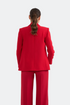 Red Jacket With Lapel And Pocket Detailed
