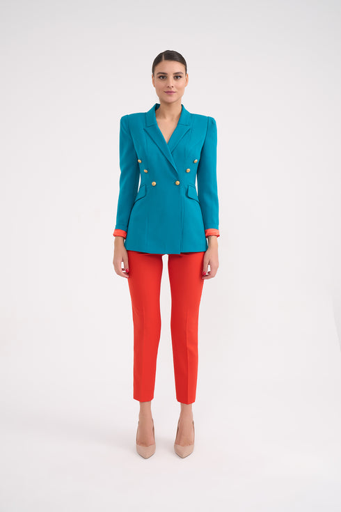 Button Front Detailed Double Breasted Jacket