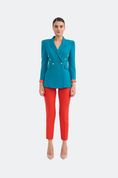 Button Front Detailed Double Breasted Jacket